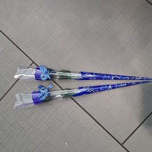 2 Blue Artificial Roses
